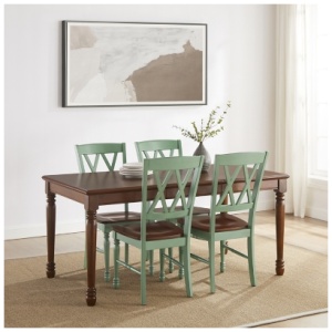 Crosley Furniture Shelby Dining Table and 4 Chairs, Distressed Teal