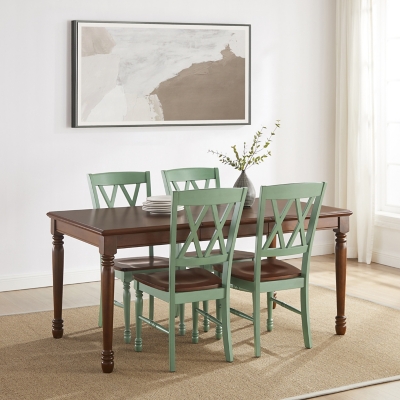 Crosley Furniture Shelby Dining Table and 4 Chairs, Distressed Teal