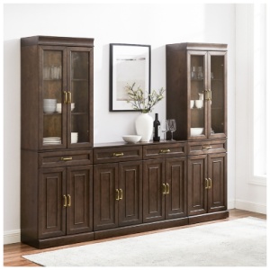 Crosley Furniture Stanton Sideboard And Glass Door Pantry Set, Coffee