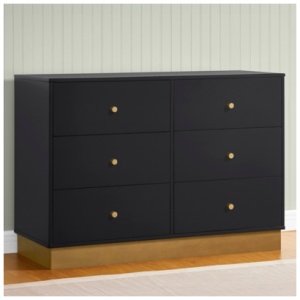 Delta Children James 6 Drawer Dresser with Interlocking Drawers, Midnight Gray/Acorn