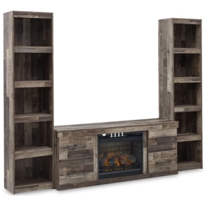 Derekson 3-Piece Entertainment Center with 60" TV Stand and Electric Fireplace Insert, Multi Gray