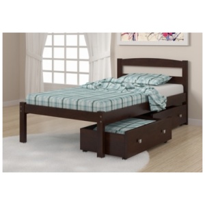 Donco Kids Econo Scandinavian Twin Bed with Dual Underbed Drawers, Cappuccino