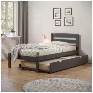 Donco Kids Econo Scandinavian Twin Bed with Twin Trundle, Dark Gray