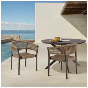 Doris Outdoor Patio Dining Chair (Set of 2), Truffle