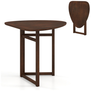 Foldable Dining Table 31.5" Triangular Small Kitchen Table for 2-Walnut