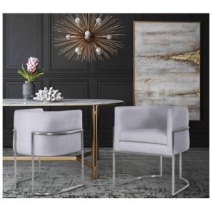 Giselle Dining Chair, Gray/Chrome