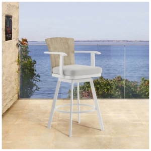 Hazel Outdoor Patio Swivel Counter Stool, Argent Gray