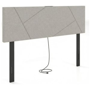 Headboard for Full Size Bed and Queen Geometric Upholstered Head Board-Gray