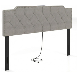 Headboard for Queen and Full Size Bed Rivet Tufted Upholstered Head Board-Gray