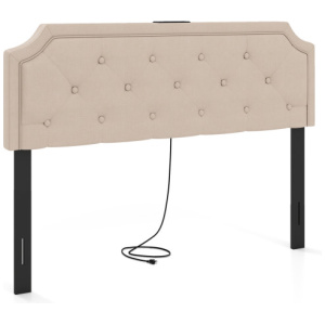 Headboard for Queen and Full Size Bed Tufted Upholstered Head Board-Beige