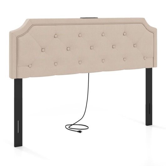 Headboard for Queen and Full Size Bed Tufted Upholstered Head Board-Beige
