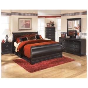 Huey Vineyard Queen Sleigh Bed, Black