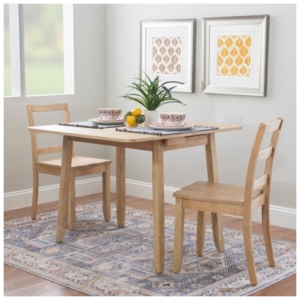 Linon Brendan Dining Table and 2 Chairs, Natural/Brown
