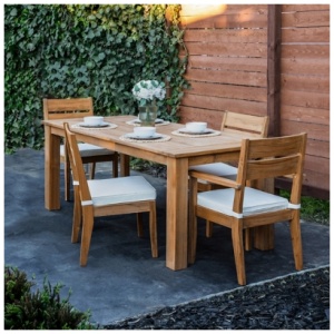 Linon Cary Outdoor Dining Table and 6 Chairs, Natural