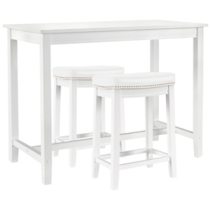 Linon Claridge Bar Height Dining Table and 2 Bar Stools, White/Beige