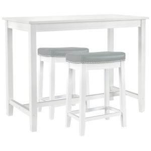 Linon Claridge Bar Height Dining Table and 2 Bar Stools, White/Gray