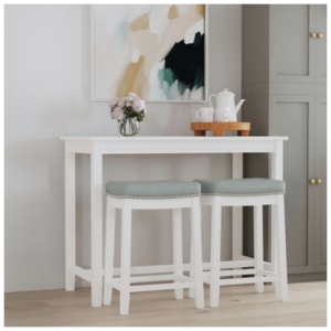 Linon Claridge Counter Height Dining Table and 2 Bar Stools, White/Gray