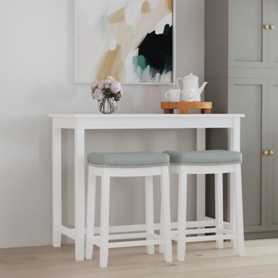 Linon Claridge Counter Height Dining Table and 2 Bar Stools, White/Gray