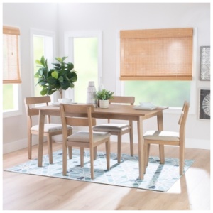 Linon Devin Dining Table and 4 Chairs Set, Natural