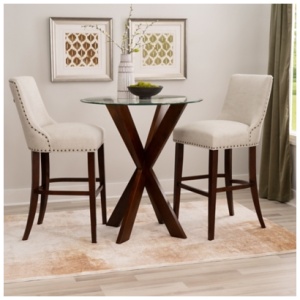 Linon Gentry Bar Height Dining Table and 2 Bar Stools, Espresso
