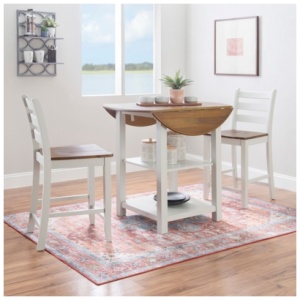 Linon Hardin Counter Height Dining Table and 2 Barstools, White/Brown