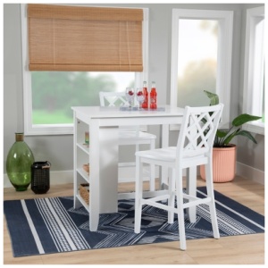 Linon Kolt Counter Height Dining Table and 2 Barstools, White