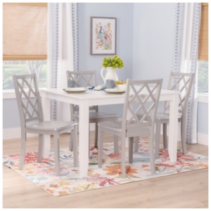 Linon Kolt Rectangular Dining Table and 4 Chairs, Gray