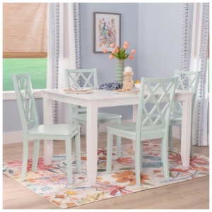 Linon Kolt Rectangular Dining Table and 4 Chairs, Mint