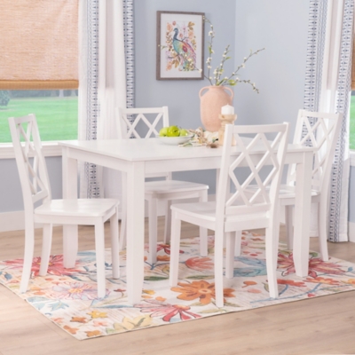 Linon Kolt Rectangular Dining Table and 4 Chairs, White