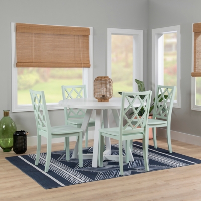 Linon Kolt Round Dining Table and 4 Chairs, Mint