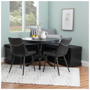 Linon Landin Dining Table with 2 Chairs and Bench, Black