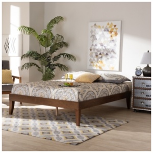 Lucina Mid-Century Platform Bed Frame, Brown