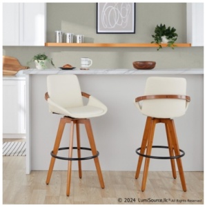 LumiSource Cosmo Bar Height Bar Stool, Cream