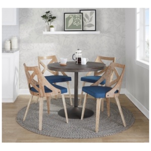 LumiSource Dakota Charlotte Dining Table and 4 Chairs, Blue/Espresso