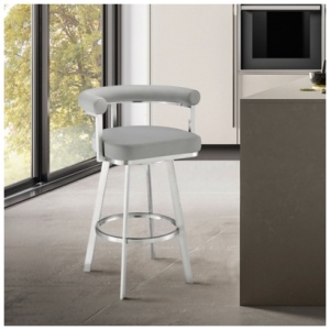 Magnolia Swivel Counter Stool, Gray/Chrome