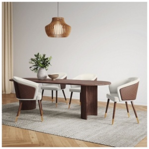 Manhattan Comfort Reeva Dining Chair, Walnut/Cream
