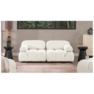 Marcel Bubble Boucle Modular 2-Piece Loveseat Sofa, Ivory White