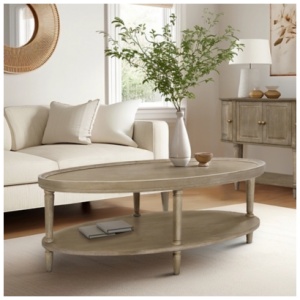 Martha Stewart Ayanna Coffee Table with Shelf, Gray