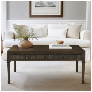 Martha Stewart Kenna Fluted 2 drawer Coffee Table, Brown
