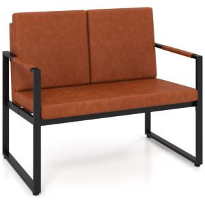 Modern Loveseat Sofa 2 Seater Small Couch-Brown