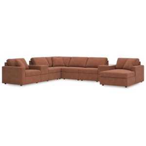 Modmax 8-Piece Modular Next-Gen Nuvella™ Performance Fabric Sectional with Chaise and Storage Consoles, Spice