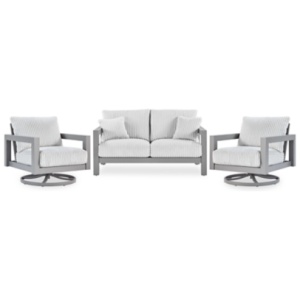 Moonlight View Outdoor Loveseat with 2 Lounge Chairs, Gray