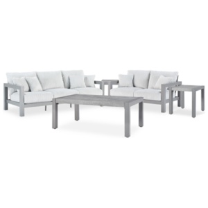 Moonlight View Outdoor Sofa and Loveseat with Coffee Table and 2 End Tables, Gray