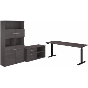 Office 500 72W Height Adjustable Standing Desk w/ Storage & Bookcase
