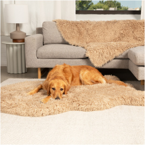 PupRug Luxe Faux Fur Orthopedic Dog Bed - Plush Sheep Tan