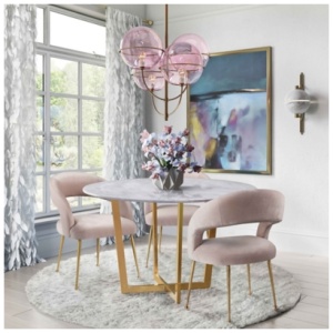 Rocco Dining Chair, Pink/Gold