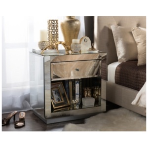 Rochadh Nightstand, Silver Finish