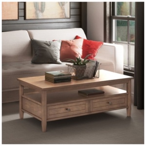 Shaker Solid Wood 48" Rustic Coffee Table, Rustic Brown