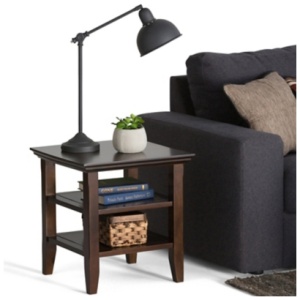 Simpli Home Acadian End Table, Brunette Brown