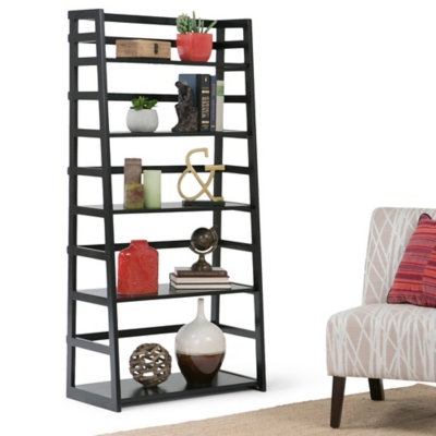 Simpli Home Acadian Ladder Shelf Bookcase, Black